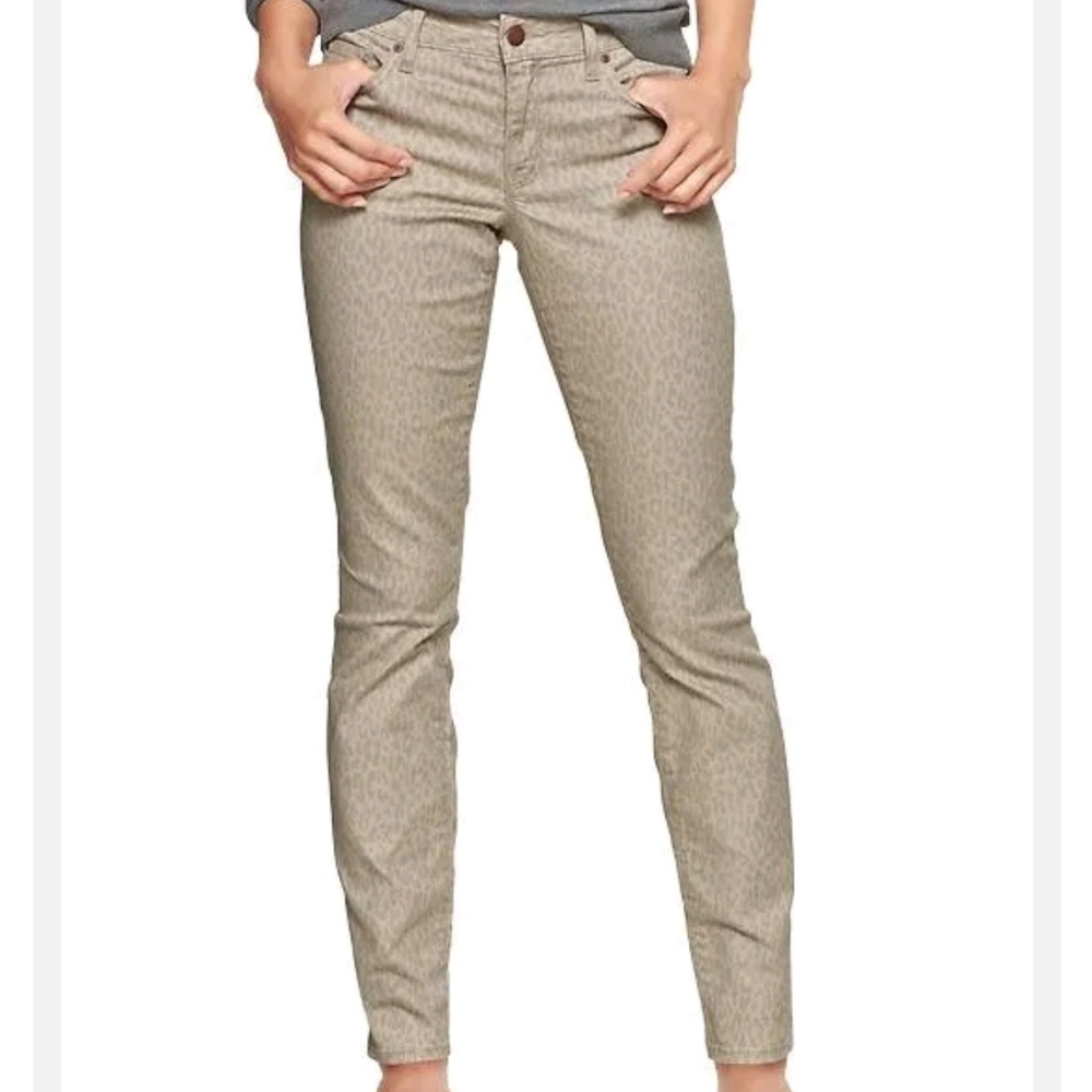 NWT! Gap Fossil Tan Animal Print Always Skinny Jeans 25